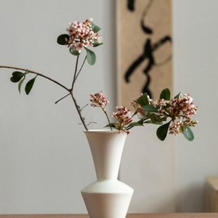 功夫道宋风影青瓷花瓶白瓷干花花插台面水培纯色复古餐桌陶瓷花器