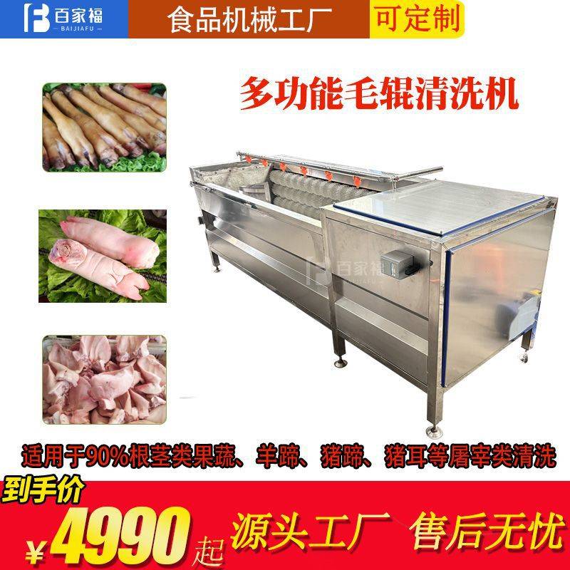 猪蹄羊蹄烧毛黑炭清洗机马蹄硬毛不锈钢清洗机屠宰类毛刷清洗机