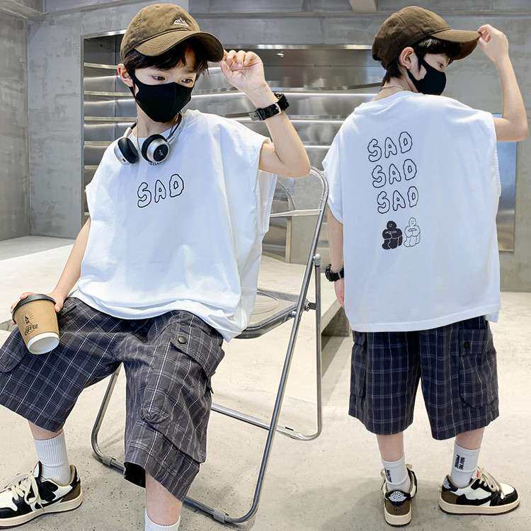男童夏装中大童套装2025新款儿童夏季背心两件套帅气男孩夏款衣服