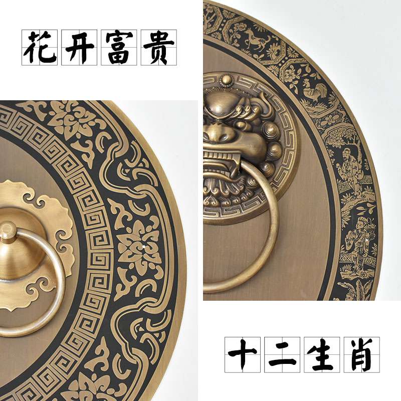 仿古大门拉手中式纯铜门环把手复古圆形拉环老式门栓锁扣插销配件