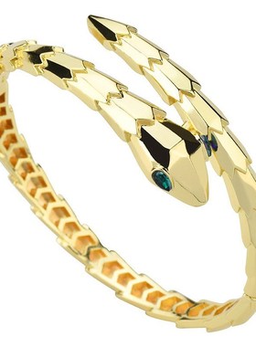 厂家直销金鳞灵蛇开o口弹簧手镯女蛇形开口个性手环潮流高级感