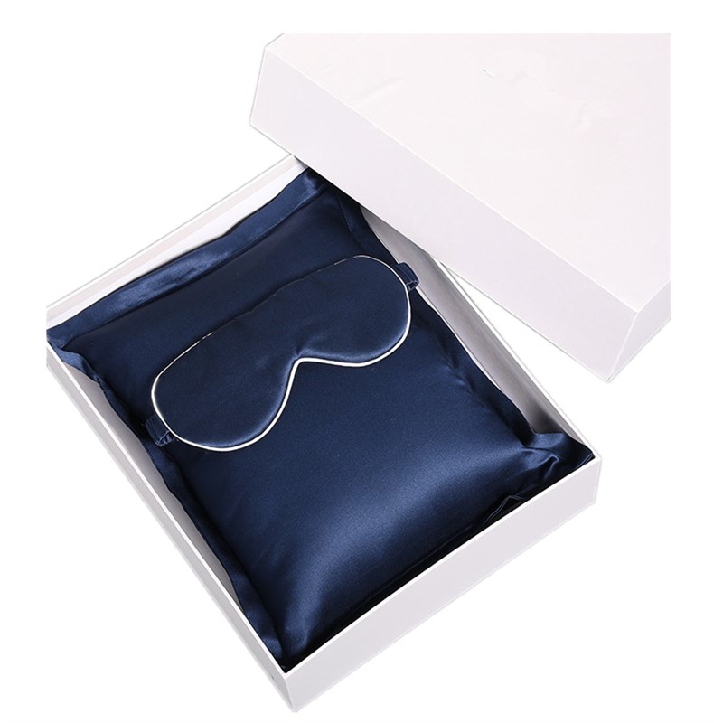 出口礼盒装19姆米l真丝眼罩+抱枕 纯桑蚕丝旅行遮光护眼罩高档礼