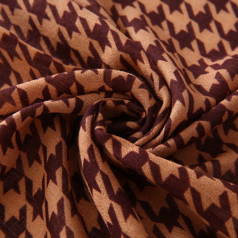 设计感千鸟格棉麻围巾女 四季好C搭遮阳防晒披肩春秋装饰丝巾