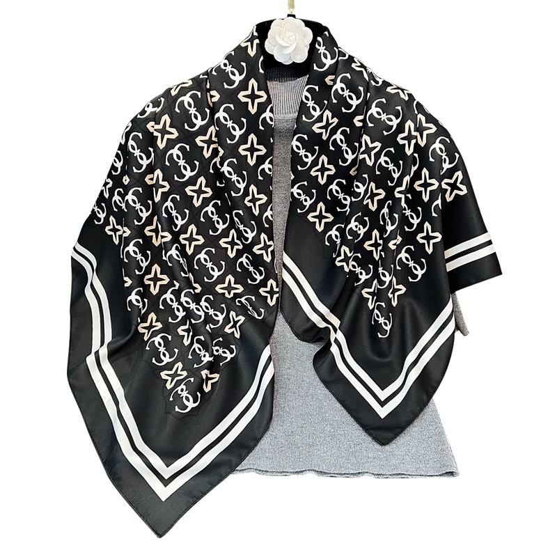 2024新款90cm仿真丝丝巾轻奢韩版通勤出行百搭S装饰领巾旅游披肩