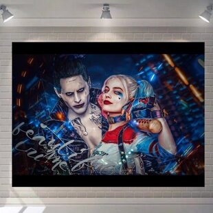 哈莉奎茵小丑女挂布家居宿挂毯 自杀小队舍墙饰挂旗X特遣队可定制