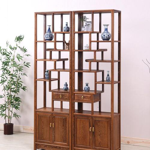 红木家具鸡翅木博古架中式实木多宝阁展示柜仿古隔断置物架古董架