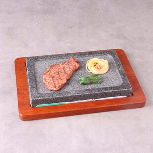 凹槽石板烧岩石花岗岩热石烤盘岩煎盘烤箱石板战斧牛扒石烧加热盘