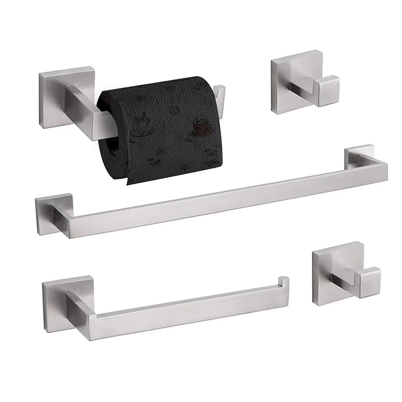 原400多!出h老美不锈钢拉丝5件套浴室毛巾杆手巾架挂钩卫生纸架