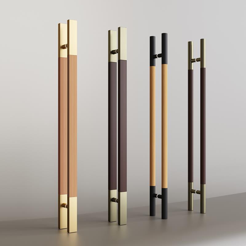 极简不锈钢实木大门把手高档酒店包厢门把手中式现代玻璃门拉手