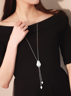 2024新款时尚韩版毛衣链简约郁金D香长款项链秋冬衣服配饰厂家