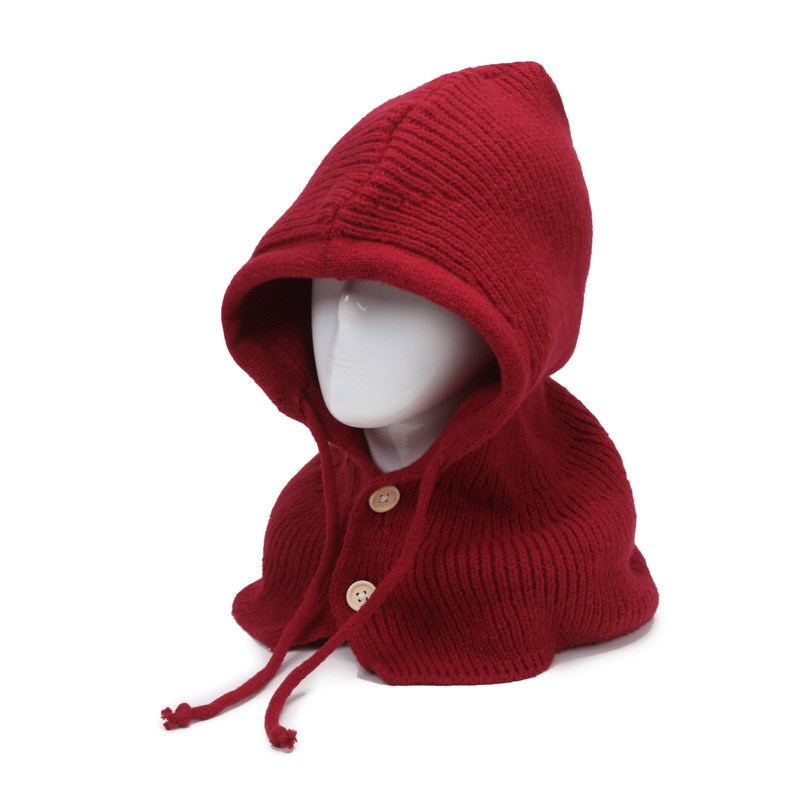 冬季女士毛线帽户外一体护脖披肩针D织帽巴拉克啦法帽防寒保暖跨