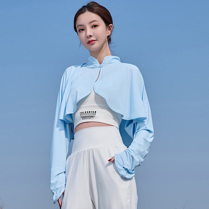 中国风冰丝薄款披肩防晒衣女夏季2023F新款户外开车骑防晒服UPF50