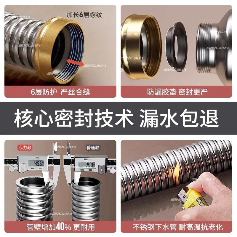 厨房洗菜盆下水管不锈钢双槽排水管洗碗池水槽防臭下水器配件通用