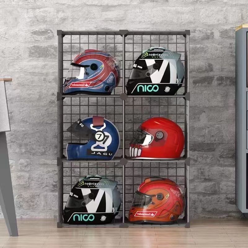 机车安全帽架子家用放帽子的放置架收纳柜安全帽铁艺支架墙置物架