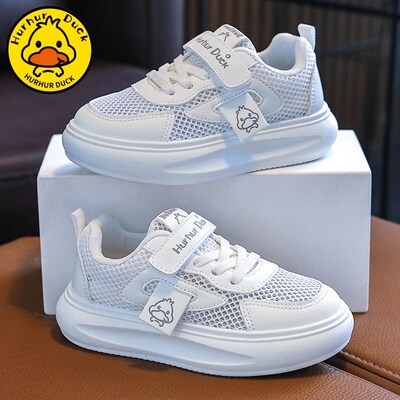 小黄鸭童鞋女童板鞋2025夏季薄款透气单网面运动鞋小白鞋男童板鞋
