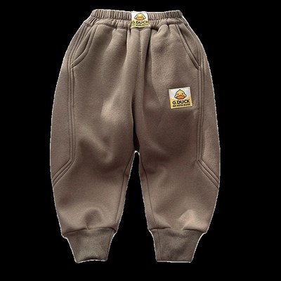 小黄鸭男童加绒裤子冬装加厚儿童休闲裤一体绒宝宝长裤冬季运动裤