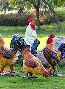 户外园林景观公园雕塑饭店农场仿真公鸡母鸡动物摆件花园庭院装饰