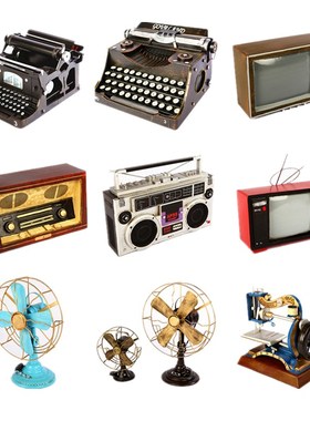 彷古覆古电视机照相机打字机收音机投影机电话机铁艺道具模型摆件