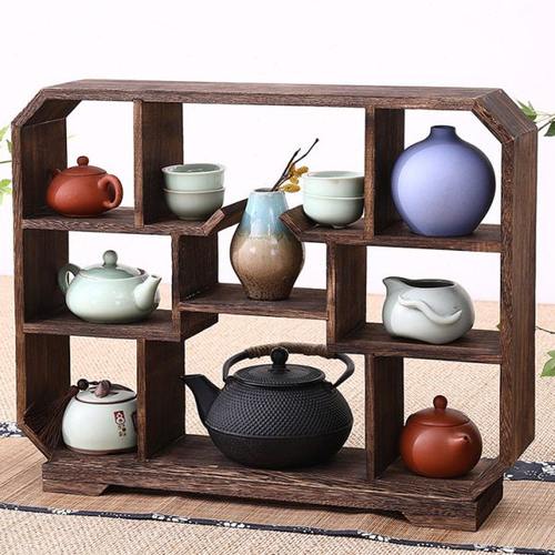 中式博古架摆件桌面茶具架茶壶茶棚实木多宝阁置物架展示架古董架