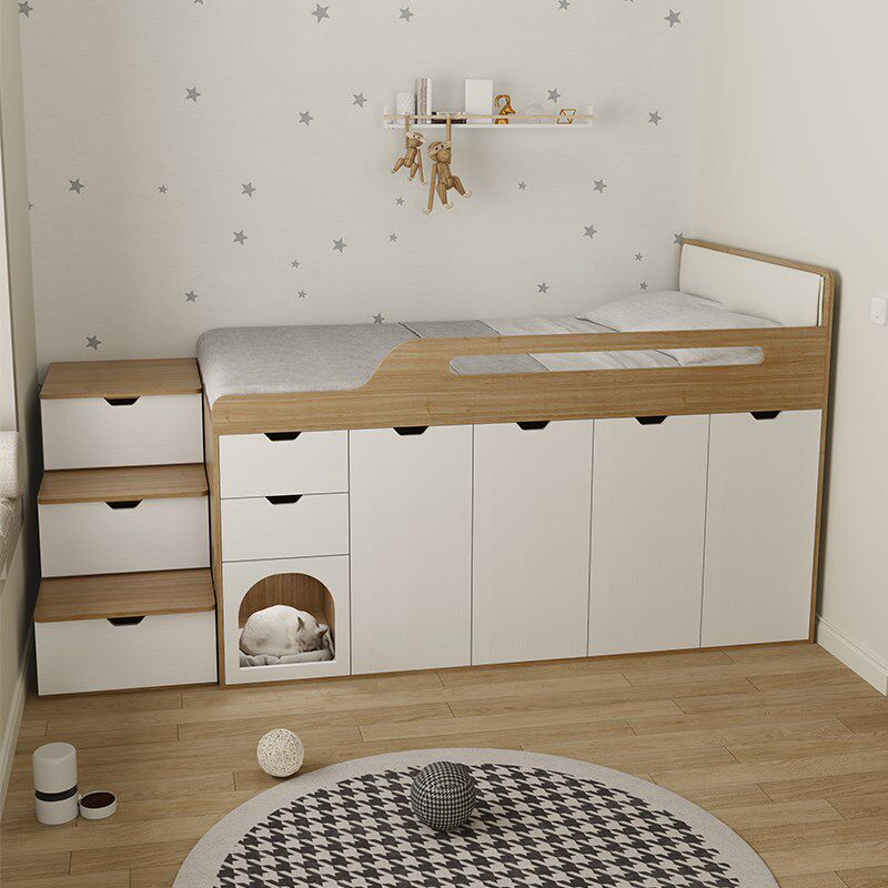 儿童半高床衣柜一体上方床下面衣柜猫窝床小户型带梯柜超高箱组合