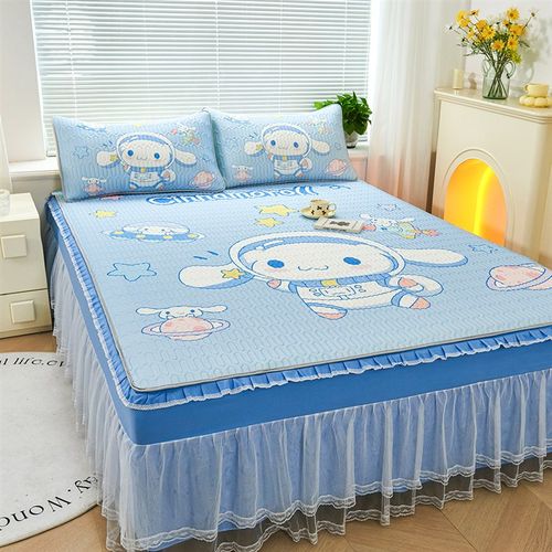 2024新款儿童乳胶凉席三件套床裙款夏季冰丝席可机洗凉垫空调席子