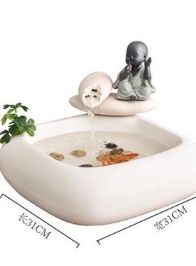 创意流水招财生财摆件家居陶瓷小型喷泉办公室桌面循环水开业礼品