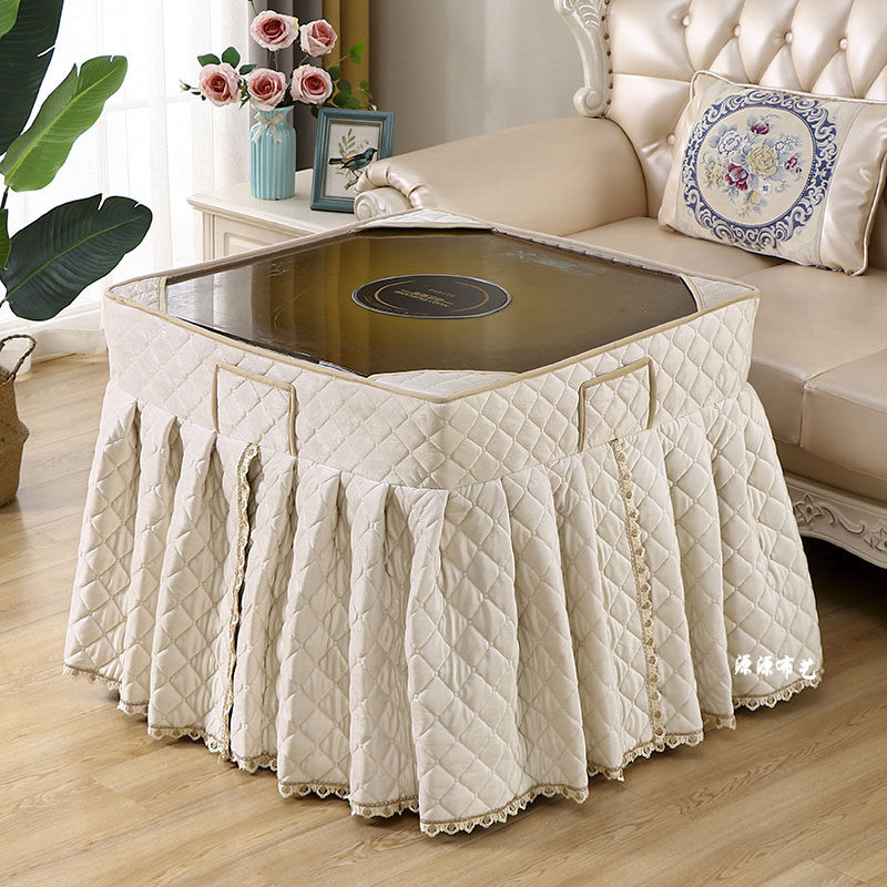 加厚电炉罩烤火桌子罩身子正方形麻将机套桌布电取暖新款加绒裙身