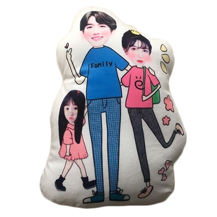diy照片定制全家福抱枕男女孩卡通Q版 玩偶真人头像布娃娃睡觉公仔
