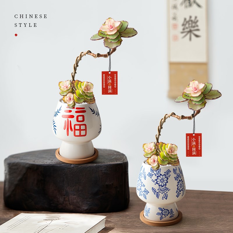 造型锦绣牡丹多肉植物盆栽绿植办公室桌面室内书房中式风好养植物