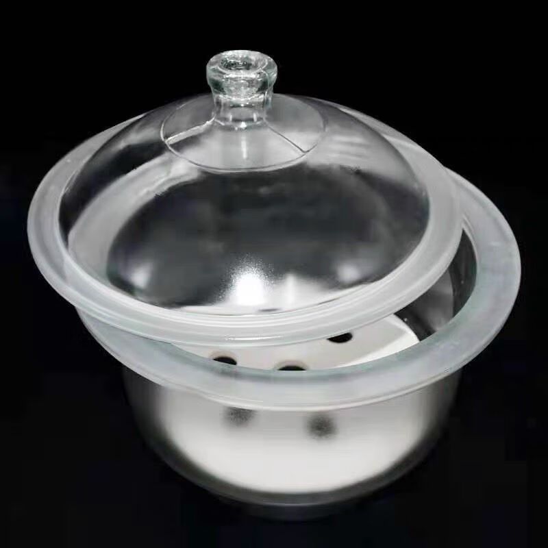 午励白色透明干燥器物品除湿干燥皿玻璃干燥器附瓷板玻璃透明150m