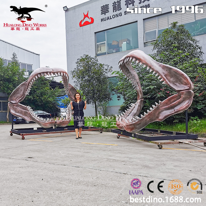 玻璃钢仿真恐龙化石骨架模型 大型景区游乐园美陈引流互动拍照品