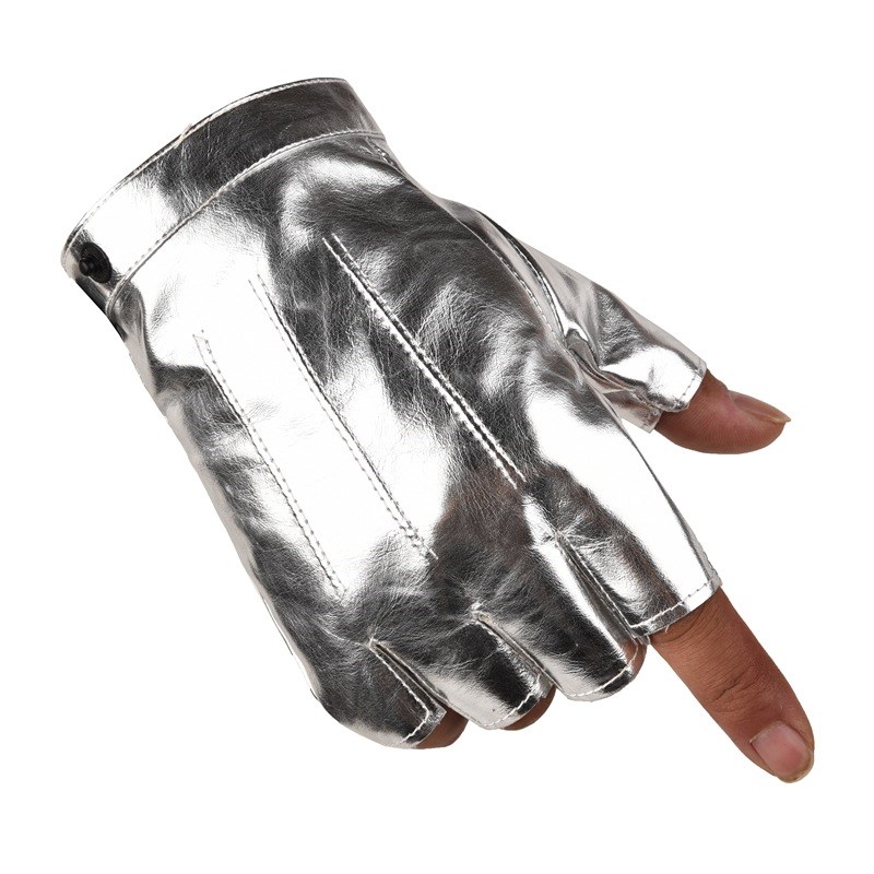 PU革半指手套三道筋男士机车摩托车装饰街舞骑行户外表演学生