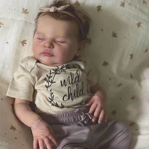 reborn baby doll闭眼睡觉女孩3D高彩仿真重生娃娃植发50厘米