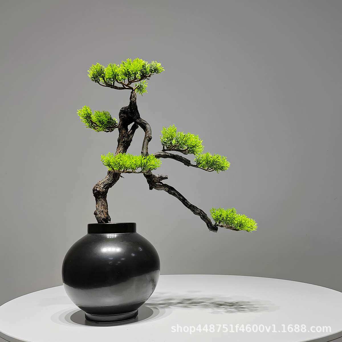 仿真迎客松盆景摆件绿植客厅室内装饰品松树样板间景观新中式摆设