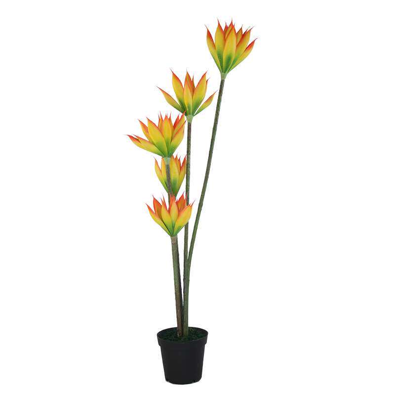 供应 仿真盆栽绿植龙舌兰 塑料杆盆栽绿植雪莲树 可弯假花树荷莲