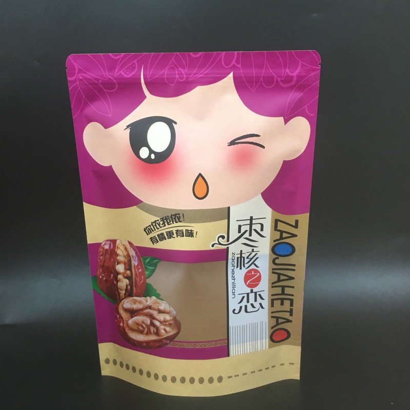 红枣夹核桃包装袋500克牛皮纸自封自立袋礼品袋子干果袋