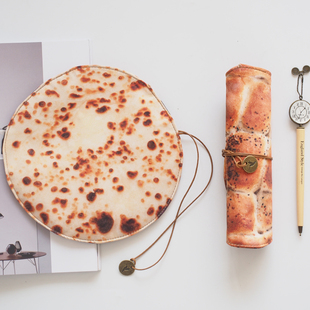 日韩卡通可爱搞怪个性仿真煎饼卷笔袋 中小学生PU皮质文具收纳袋