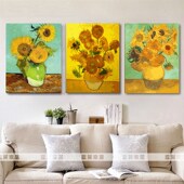 梵高向日葵diy填充数字油彩画欧式 饰画世界名画 田园花瓶花卉装