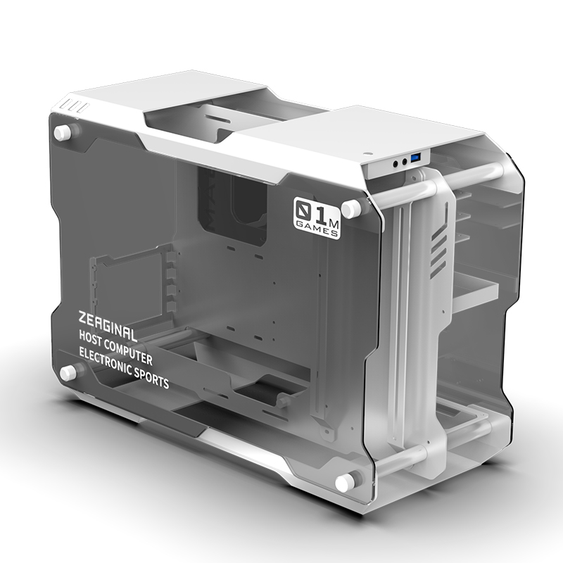 炽果ZC01M迷你matx双面全侧透手提全铝台式开放游戏便捷白色机箱