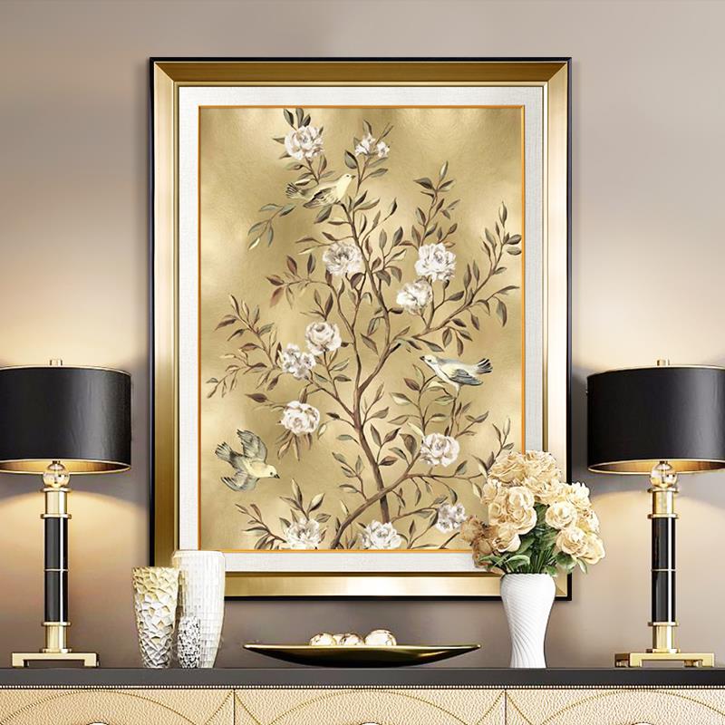 现代欧式发财树装饰画简约轻奢餐厅挂画走廊过道墙画入户玄关壁画图片