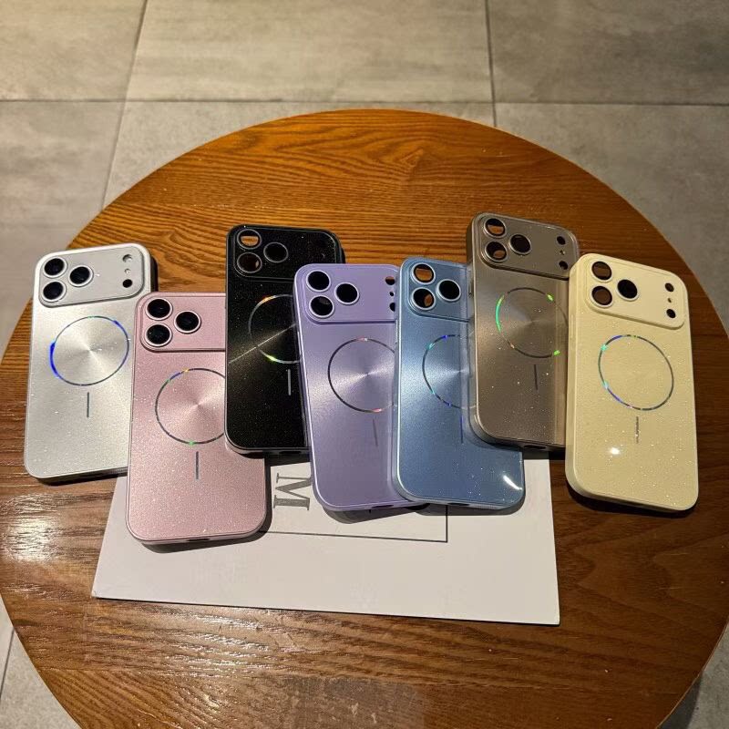 冰晶闪粉细圈磁吸CD纹极光手机壳适用于苹果17air手机保护壳爆款16系列时尚简约手机保护壳潮流款11