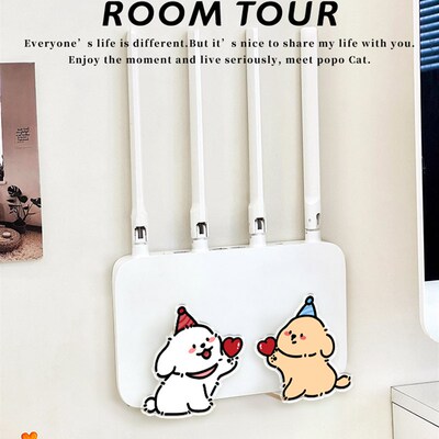 爱心小狗路由器放置架支架wifi盒子收纳盒免打孔墙上机顶盒置物架