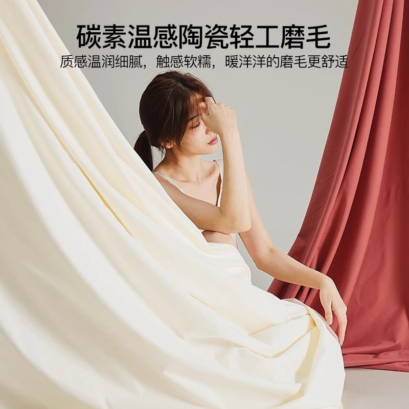 无印良品100s高端长绒棉磨毛床单单件全棉加厚纯色被单枕套三件套