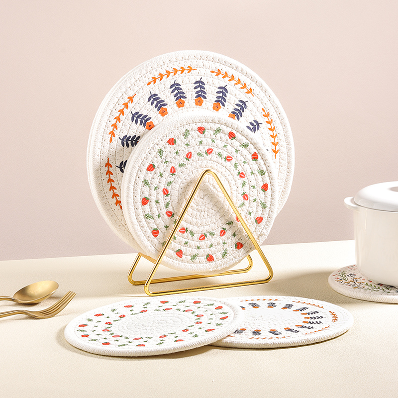 棉线隔热垫编织餐垫高级感北欧防热垫家用杯垫碗垫盘子垫珐琅锅垫