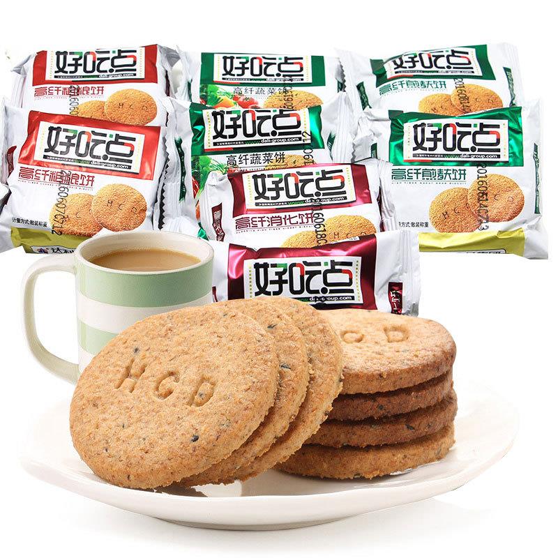 好吃点高纤饼干散称粗粮蔬菜煎麸消化饼休闲零食糕点超市团购
