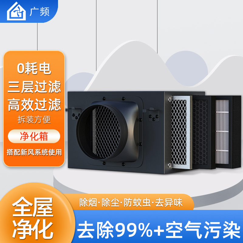 室内新风系统净化箱管道过滤箱PM2.5前置过滤防尘器100-250mm滤网