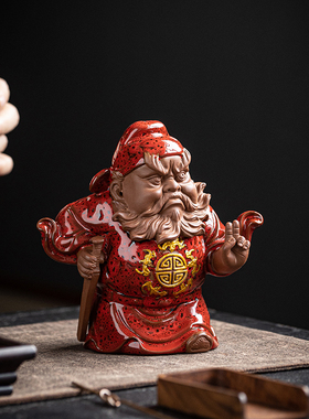 中式历史人物紫砂陶瓷钟馗摆件创意家居客厅玄关电视柜桌面摆件