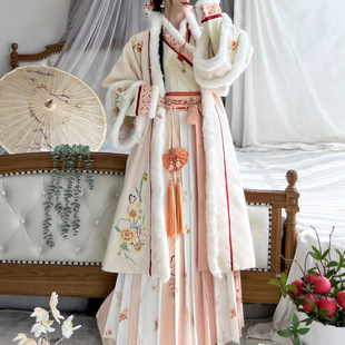 冬季新款汉服女宋制汉服套装对襟加绒加厚齐腰褶裙日常国风古装