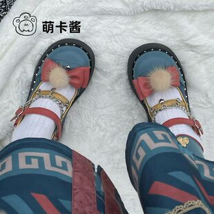 Lolita原创小僵尸汉元素缘心结厚底鞋圆头lo鞋落花惊梦清仓