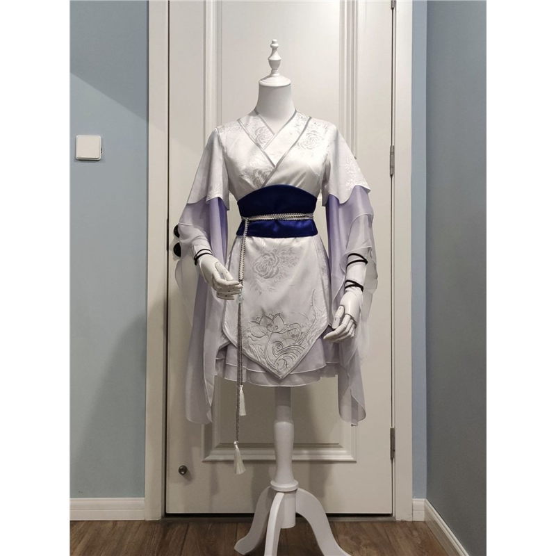 婉柒柒 征集 漫画版小骨古风白紫色莲花群COS服cosplay全套服装女